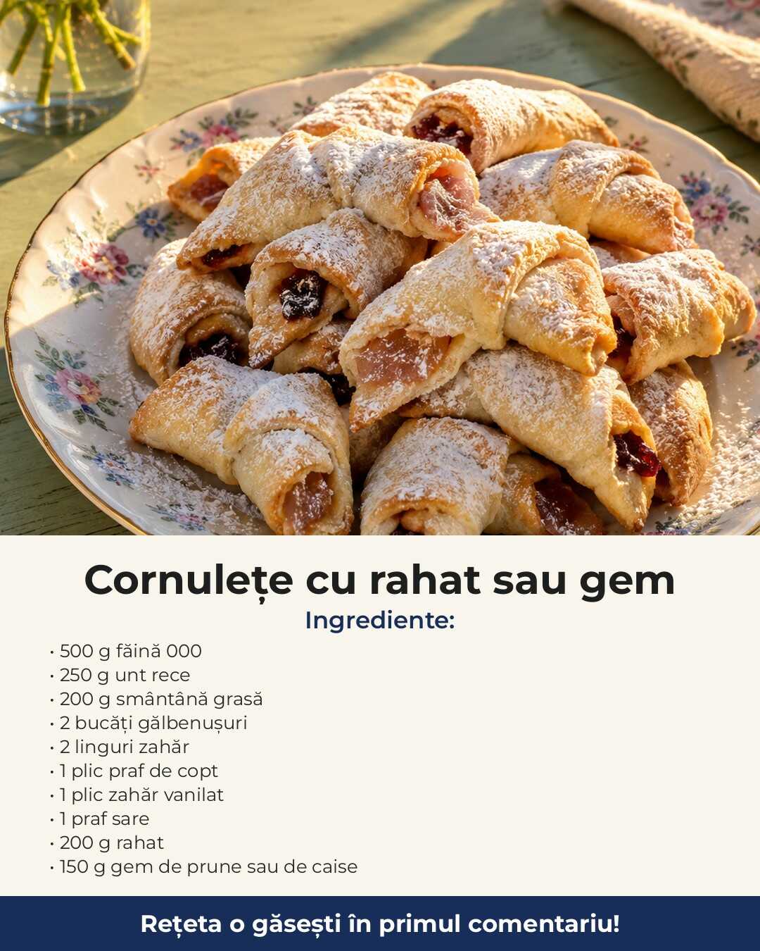 Cornulețe cu rahat sau gem, fragede ca cele din copilăria mea