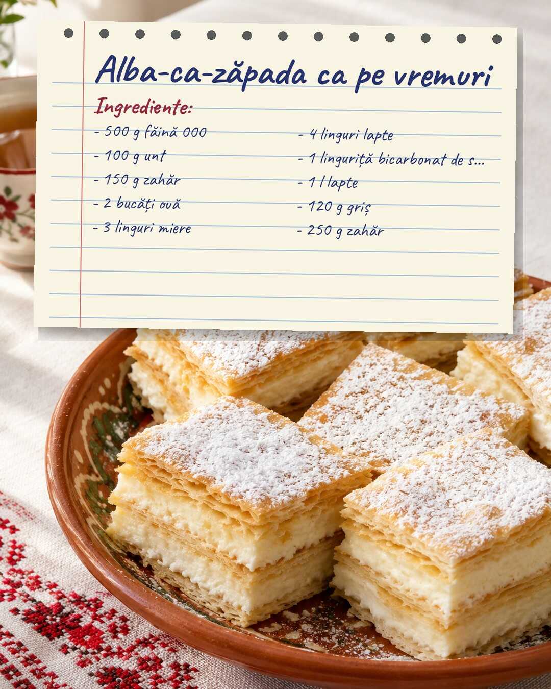 Alba-ca-zăpada ca pe vremuri, cu foi fragede și cremă de lămâie