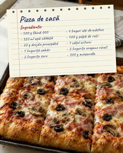 Pizza de casă cu blat pufos, sâmbăta seara la noi nu lipsește