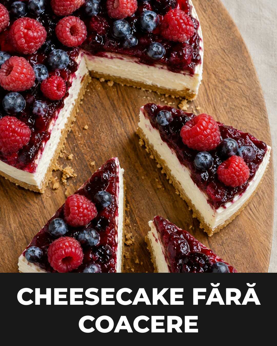 Cheesecake fără coacere cu gem de fructe de pădure, desertul de vineri