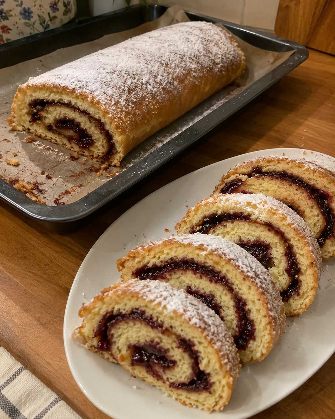 Ruladă cu gem de prune care în sfârșit nu se mai crapă la rulat