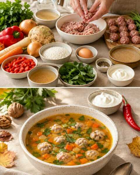 Ciorbă de perișoare acrită cu borș, preferata nepoților mei